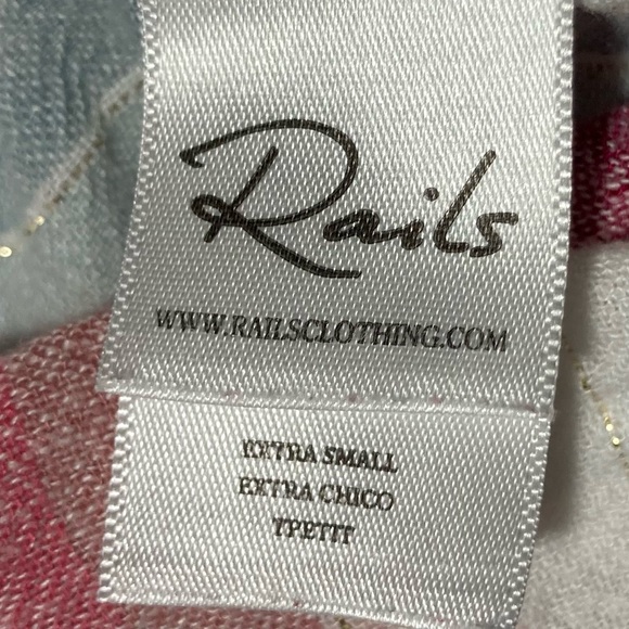 Rails Charli Tropic Stripe Button Down Shirt Metallic Gold Detail Size XSmall - Picture 12 of 16